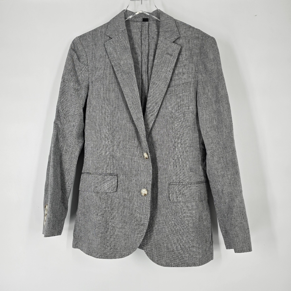 J. Crew Ludlow Grey Slim-fit Unstructured Suit Jacket Cotton-Linen Size 34S